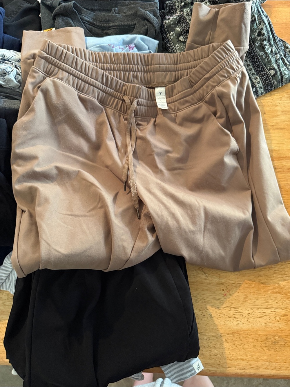 Women’s Taupe Jogger Bottoms with Elastic Waist